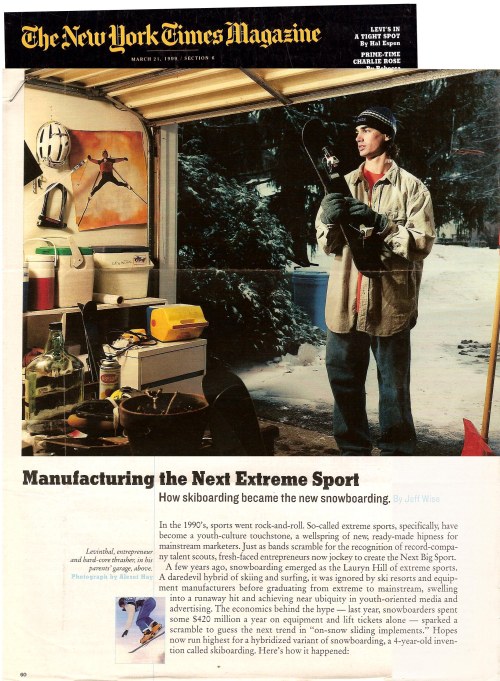 New York Times Magazine article Jason Levinthal & Line Skis pg1